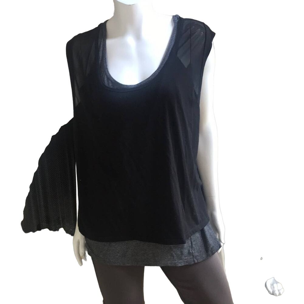 Tangerine Layered Athletic Mesh Tank Black Gray Women's Size XXL